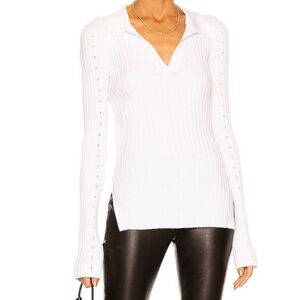 Helmut Lang White Ribbed Knit Top